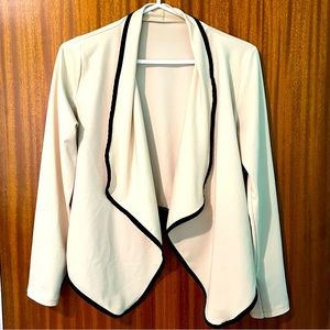 Elegant Cream Cardigan with Black Trim